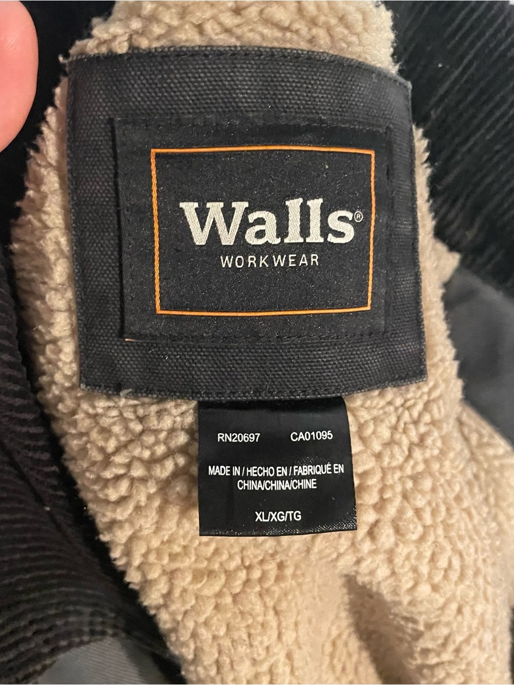 Walls Teddy Jacket with Beige Sherpa Lining and Black Trim